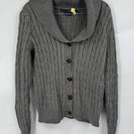 Ralph Lauren  Sport Y2K Cable Knit Button Front Sweater Women Large Grey Retro Photo 0