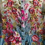 Aratta Silent Journey Dress Embroidered Beaded Semi Sheer Fairy Whimsy Size XL Blue Photo 3