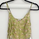 Abound  Green and Pink Floral Ruched Camisole Crop Top Spaghetti Straps Size M Photo 0