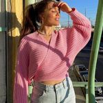 ZARA Bloggers Favorite Pink Chunky Knit Sweater Cardigan Photo 0