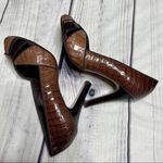 Theory  Crocodile Embossed Leather Pump Open Toe Heels Women’s Size 38.5 Eur. Photo 11