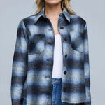 L'Agence  Angelica Plaid Shirt Jacket Blue Wool Blend Size L Photo 0