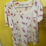 Lucky Brand  White and Red Floral Short Sleeve Top Photo 0