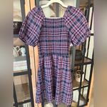 Madewell  smocked dress Lucie Puff short Sleeve Mini Rockfern plaid babydoll Photo 2