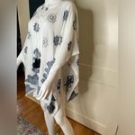 J Jill Bohemian White & Blue Print Ocean Breeze Poncho, NWT. Photo 2
