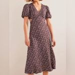 NWT Boden cutout sweetheart floral satin tea dress v neck 14 R size Purple Photo 2