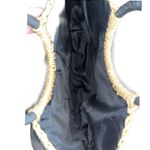 Handmade Unbranded Savanna Weave Styled Woven Bag w/ Black Trim Pom-Poms and Ribbon Photo 9