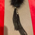 Anthropologie Shiraleah Chicago Black Lulu Necklace w/mink fur Photo 2