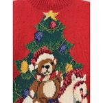 Vtg Casual Corner‎ Red Hand Knit Christmas Sweater Rocking Horse Bear Medium Photo 3