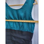 EXPRESS  Teal & Black Party Cocktail Mini Dress Satin Bodice Tiered Ruffle Sz 10 Photo 3