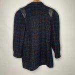 New York Girl Wool Plaid Coat Sz 8 Leather Trim Vintage Black Photo 1