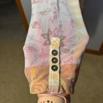 Free People  Lucky Shirtee boho whimsical Print Ruched Mesh Long sleeve size L Photo 3