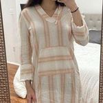 Faherty Peach Striped Organic Cotton Baja Surf Dress XS Pink Photo 0