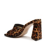 Schutz Womens LIZAH Square Toe Leopard Calf Hair Block Heel Sandals Shoes 7.5M Photo 2