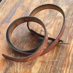 Vintage Leather Belt Gold Brass Buckle Cognac Western Style Brown Photo 7