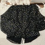 Reformation  Womens Wrap Blouse Polka Dot Sheer Long Sleeve V-Neck Top Black Med Photo 6