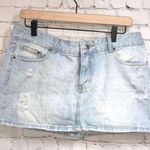 Rue 21 Pale Distressed mini denim skirt Size 11/12 Photo 0