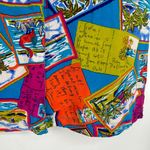 Diane Gilman Vintage  Silk Button Up Shirt Postcard Tropical Beach Novelty Size M Photo 3