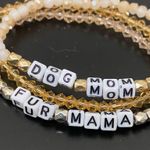 Handmade Dog Mom Fur Mama Beaded Stretchy Bracelet One Size White Photo 2