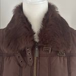 Aryeh Chocolate Brown Down Vest With Fur Trim Sz M/L Photo 1