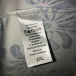 LuLaRoe  Dress Medallion Marly Dress 2X NWT Blue on White Short Sleeve w/ Sash Photo 4