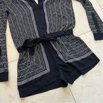 BCBGMAXAZRIA Black Geometric Longsleeve Romper Sz Small Photo 3
