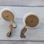 Vintage Clip On Earrings Slightly Under 0.75" Retro White Photo 2