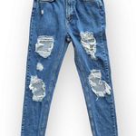 BDG Urban Outfitters High Waisted Ripped Mom Jeans 28 Dark Wash Destroyed Jeans Photo 0