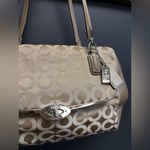 Coach  25638 Madison Madeline White and Gold Canvas Shoulder Bag Photo 1