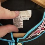 Vtg Internat’l Button Up Jacket Blouse Multicolor Embroidery Butterfly Y2K Artsy Black Size L Photo 5