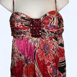 Red Ruched Cocktail Sundress with Spaghetti Straps Size 6 Photo 3