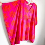 Escapada Pink Orange Tropical Coral Print Kimono beach swim cover Dress sz S/M Photo 3
