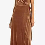After Six FLUTTER SLEEVE VELVET WRAP MAXI DRESS WITH POCKETS Brown Size XS Photo 0