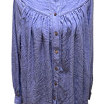 Free People Floral Outlined Flowy Lavender Button Front Shirt Size XS Photo 0