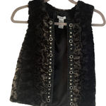 Cache  Y2k Faux Fur Vest Studded Embellished Black Brown Animal Print S Small‎ Photo 0
