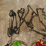 Vintage Green Calla Lilly & Red Rose Flower Gold Tone Necklaces Photo 8