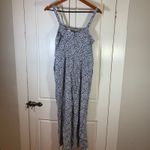 Gap Navy Floral Cami Jumpsuit Women Size 6 Wide Leg Linen Blend Feminine Summer Photo 1