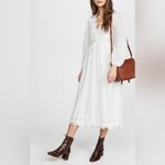 The Great Swiss Dot Floral Lace Trim Long Sleeve Maxi Dress White Size 0 Photo 1