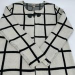 Escio Cardigan Sweater Womens M Toggle Button Windowpane Plaid Ivory Black NEW Multiple Size M Photo 9