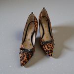 BODEN Leopard Print Calf Hair Bow Heels Size 37.5 / US 7.5 Brown Photo 1