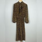 ZARA  Mock Neck Printed Maxi Dress Balloon Sleeve Smocked Waist Size XS preppy Photo 8