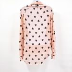 Urban Outfitters Heart Print Chiffon Long Sleeve High Low Collared Button Up Shirt Top Blouse Photo 1