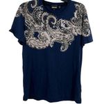 Just Cavalli  Womens Top Medium Blue Paisley Tee Cotton Photo 0