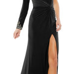 IEENA for MAC DUGGAL Formal Evening Gown Womens 16 One Sleeve Long Dress Holiday Black Photo 0