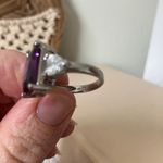 Large Purple Emerald Cut Stone Silver Ring “Violette” China Amethyst Art Deco Jewelry Photo 7