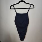 ANDIE Swim One Piece Bathing Suit LT Paloma Navy Tall Tie Back Neutral Vacation Photo 1