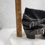 Trouve Bristol Womens Chained Ankle Boots 7M Black Suede Leather Western Bootie Size 7 Photo 5