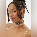 Urban Outfitters  Black Choker‎ Gold Heart Studs Y2K Emo Punk Goth Grunge Photo 1