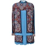Farm Rio Blue Red White Paisley Collared Button Up Shirt Ruffle Mini Dress sz L Photo 5