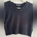 Laundry by Shelli Segal  Cropped Embellished Beaded Black Sweater, Size Medium Photo 2